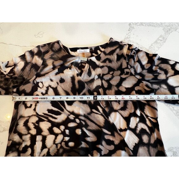 Calvin Klein Women's Abstract Animal Print Wrap Top with 3/4 Sleeves - Picture 12 of 14